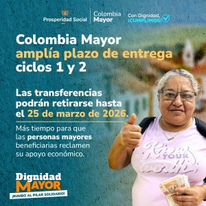 Colombia Mayor amplía plazo de entrega de transferencias de los ciclos 1 y 2